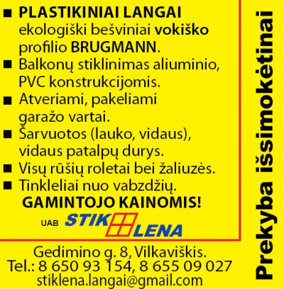 Plastikiniai langai. Balkonų stiklinimas. Lauko, vidaus durys. Roletai, žaliuzės.