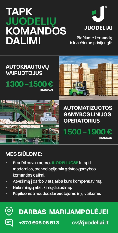 Reikalingi darbuotojai UAB &bdquo;Juodeliai&ldquo;